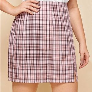 Pink plaid skirt